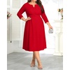 image:imagePlus Size Red Dress Midi Fall Church Cocktail Wedding Guest Semi Formal 34 Sleeve Aline Dresses Women