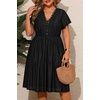 image:imagePlus Size Summer Dress  Casual Boho Sundress Eyelet Lace V Neck Short Sleeve Tiered ALine Midi Flowy Sun Dresses WomenBlack Eyelet