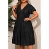 image:imagePlus Size Summer Dress  Casual Boho Sundress Eyelet Lace V Neck Short Sleeve Tiered ALine Midi Flowy Sun Dresses WomenBlack Eyelet