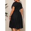 image:imagePlus Size Summer Dress  Casual Boho Sundress Eyelet Lace V Neck Short Sleeve Tiered ALine Midi Flowy Sun Dresses WomenBlack Eyelet