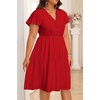 image:imagePlus Size Summer Dress  Casual Boho Sundress Eyelet Lace V Neck Short Sleeve Tiered ALine Midi Flowy Sun Dresses WomenRed Eyelet