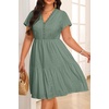 image:imagePlus Size Summer Dress  Casual Boho Sundress Eyelet Lace V Neck Short Sleeve Tiered ALine Midi Flowy Sun Dresses WomenSage Green Eyelet