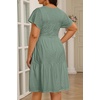 image:imagePlus Size Summer Dress  Casual Boho Sundress Eyelet Lace V Neck Short Sleeve Tiered ALine Midi Flowy Sun Dresses WomenSage Green Eyelet