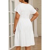 image:imagePlus Size Summer Dress  Casual Boho Sundress Eyelet Lace V Neck Short Sleeve Tiered ALine Midi Flowy Sun Dresses WomenWhite Eyelet
