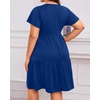 image:imagePlus Size Summer Dress  Casual Sundress Beach Short Sleeve V Neck Tiered Button Up Boho Midi Flowy Sun Dresses WomenDark Blue