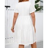 image:imagePlus Size Summer Dress  Casual Sundress Beach Short Sleeve V Neck Tiered Button Up Boho Midi Flowy Sun Dresses WomenWhite Eyelet