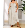 image:imagePlus Size Summer Dresses  Boho Maxi Sundress with Pockets Spaghetti Strap Long Casual Sun Dress for Vacation and BeachBeige Plaid