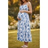 image:imagePlus Size Summer Dresses  Boho Maxi Sundress with Pockets Spaghetti Strap Long Casual Sun Dress for Vacation and BeachBlue Floral