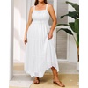 image:imagePlus Size Summer Dresses  Boho Maxi Sundress with Pockets Spaghetti Strap Long Casual Sun Dress for Vacation and BeachWhite