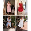 image:imagePlus Size Summer Dresses  Sweetheart Neck Drawstring Puff Sleeve Casual Tiered Aline Flowy Midi DressBlue Floral