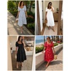 image:imagePlus Size Summer Dresses  Sweetheart Neck Drawstring Puff Sleeve Casual Tiered Aline Flowy Midi DressBlue Floral