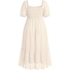 image:imagePlus Size Summer Dresses  Swiss Dot Smocked Square Neck Puff Sleeve Boho Maternity Maxi Dress for Baby Shower Wedding GuestBeige