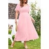 image:imagePlus Size Summer Dresses  Swiss Dot Smocked Square Neck Puff Sleeve Boho Maternity Maxi Dress for Baby Shower Wedding GuestPink