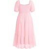image:imagePlus Size Summer Dresses  Swiss Dot Smocked Square Neck Puff Sleeve Boho Maternity Maxi Dress for Baby Shower Wedding GuestPink