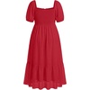 image:imagePlus Size Summer Dresses  Swiss Dot Smocked Square Neck Puff Sleeve Boho Maternity Maxi Dress for Baby Shower Wedding GuestRed