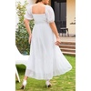 image:imagePlus Size Summer Dresses  Swiss Dot Smocked Square Neck Puff Sleeve Boho Maternity Maxi Dress for Baby Shower Wedding GuestWhite