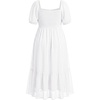 image:imagePlus Size Summer Dresses  Swiss Dot Smocked Square Neck Puff Sleeve Boho Maternity Maxi Dress for Baby Shower Wedding GuestWhite