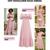 image:imagePlus Size Sun Dresses Women  Summer Off the Shoulder Puff Sleeve A Line Boho Maxi Flow Long Dress 2025Pink Floral