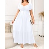 image:imagePlus Size Sun Dresses Women  Summer Off the Shoulder Puff Sleeve A Line Boho Maxi Flow Long Dress 2025White