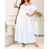 image:imagePlus Size Sun Dresses Women  Summer Off the Shoulder Puff Sleeve A Line Boho Maxi Flow Long Dress 2025White