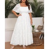 image:imagePlus Size Wedding Dress Bride Boho Lace Formal Square Neck Ruffle Sleeves Long Dresses for Curvy WomenWhite