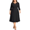 image:imagePlus Size Wedding Guest Dress  Church Midi Fall Semi Formal 34 Sleeve V Neck Aline Dress for Women 2025Black