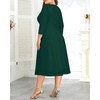 image:imagePlus Size Wedding Guest Dress  Church Midi Fall Semi Formal 34 Sleeve V Neck Aline Dress for Women 2025Forest Green