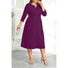 image:imagePlus Size Wedding Guest Dress  Church Midi Fall Semi Formal 34 Sleeve V Neck Aline Dress for Women 2025Purple