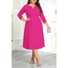 image:imagePlus Size Wedding Guest Dress  Church Midi Fall Semi Formal 34 Sleeve V Neck Aline Dress for Women 2025Rose Red