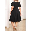 image:imagePlus Size Wedding Guest Dress  Cocktail Formal Fall Short Sleeve V Neck ALine Midi Dresses for Women 2025Black