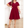 image:imagePlus Size Wedding Guest Dress  Cocktail Formal Fall Short Sleeve V Neck ALine Midi Dresses for Women 2025Burgundy