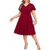 image:imagePlus Size Wedding Guest Dress  Cocktail Formal Fall Short Sleeve V Neck ALine Midi Dresses for Women 2025Burgundy