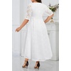 image:imagePlus Size Wedding Guest Dress  Lace Cocktail Formal Faux Wrap V Neck High Low Short Sleeve Party Maxi DressesWhite