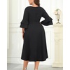 image:imagePlus Size Wedding Guest Dress  Semi Formal Double Bell Sleeve V Neck High Low Split Ruffle Cocktail Dresses with BeltBlack