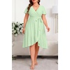 image:imagePlus Size Wedding Guest Dress  Summer Semi Formal Midi Eyelet Short Sleeve Wrap V Neck Belted A Line Dresses 2025Sage Green