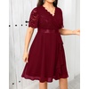 image:imagePlus Size Wedding Guest Dress Semi Formal Burgundy Holiday Cocktail Party Summer Mother Elegant Lace Curvy Women Fall