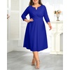image:imageRoyal Blue Dress for Women Plus Size Wedding Guest Dresses Midi Fall Church Cocktail Semi Formal 34 Sleeve Aline Dress