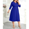 image:imageRoyal Blue Dress for Women Plus Size Wedding Guest Dresses Midi Fall Church Cocktail Semi Formal 34 Sleeve Aline Dress
