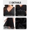 image:imageTALISEA Plus Size Dresses Wedding Guest  Formal Cocktail Chiffon Appliques V Neck Ruffle Short Sleeve High Low Dress WomenBlack