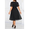 image:imageTALISEA Plus Size Dresses Wedding Guest  Formal Cocktail Chiffon Appliques V Neck Ruffle Short Sleeve High Low Dress WomenBlackstraight Hem