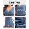 image:imageTALISEA Plus Size Dresses Wedding Guest  Formal Cocktail Chiffon Appliques V Neck Ruffle Short Sleeve High Low Dress WomenGrey Blue