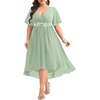 image:imageTALISEA Plus Size Dresses Wedding Guest  Formal Cocktail Chiffon Appliques V Neck Ruffle Short Sleeve High Low Dress WomenSage Green