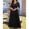 image:imageTalisea Black Formal Dresses for Women Plus Size Prom Evening Gowns Elegant Sequin Gala Wedding Guest Chiffon Long Dress 2025