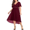 image:imageTalisea Burgundy Plus Size Dresses Formal Wedding Guest Cocktail Bridesmaid Fall Chiffon V Neck Sleeve High Low Dress Women