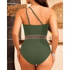 image:imageTalisea One Shoulder One Piece Swimsuits  Women Tummy Control Bathing Suit with Tie Knot Swimwear Full CoverageArmy Green With Gold Trim