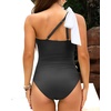 image:imageTalisea One Shoulder One Piece Swimsuits  Women Tummy Control Bathing Suit with Tie Knot Swimwear Full CoverageBlack