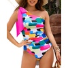 image:imageTalisea One Shoulder One Piece Swimsuits  Women Tummy Control Bathing Suit with Tie Knot Swimwear Full CoverageColor Block