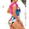 image:imageTalisea One Shoulder One Piece Swimsuits  Women Tummy Control Bathing Suit with Tie Knot Swimwear Full CoverageColor Block