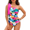 image:imageTalisea One Shoulder One Piece Swimsuits  Women Tummy Control Bathing Suit with Tie Knot Swimwear Full CoverageColor Block