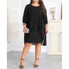 image:imageTalisea Plus Size Cocktail Dress  Elegant Chiffon Cape 34 Sleeves Glitter Evening Party Wedding Guest Dresses Women FormalBlack